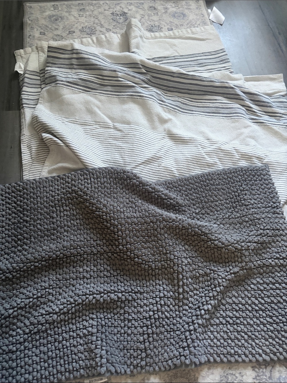 Bath shower curtain and throw rug